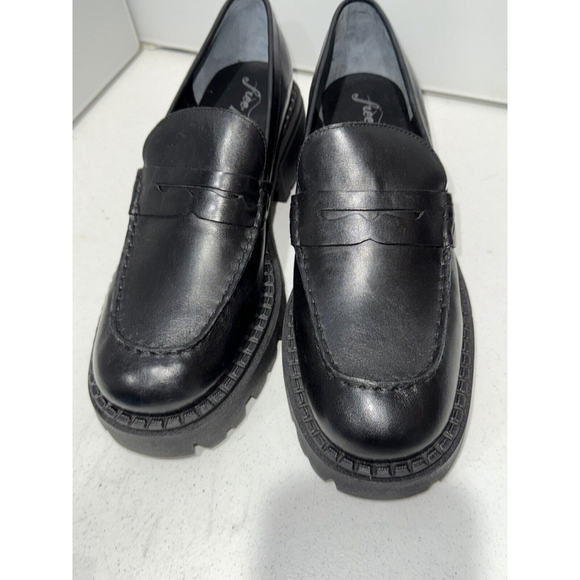 Free People Women's Lyra Lug Sole Black Leather Loafers Sz 11 - Picture 16 of 16
